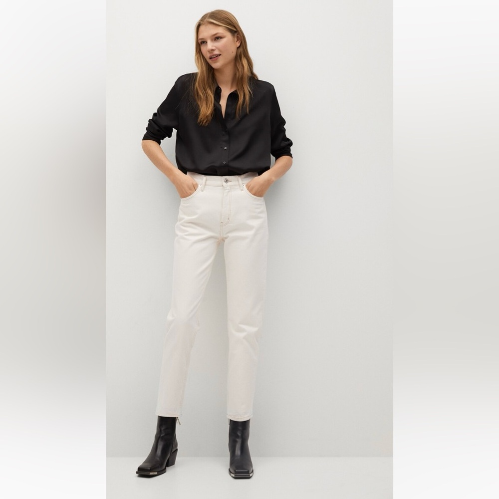 BNWT Mango Mom Jeans Off White Ecru 34